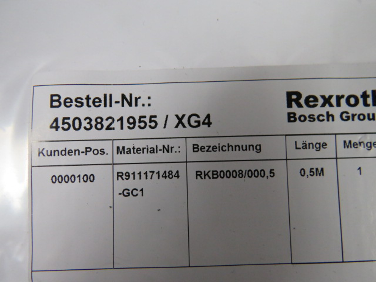 Rexroth R911171484-GC1 IndraControl Ethernet Cable 0.5m ! NWB !