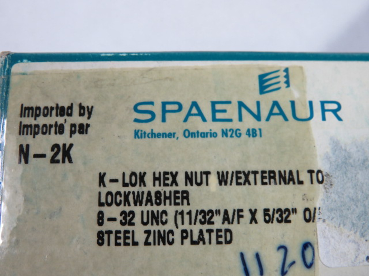 Spaenaur N-2K K-Lok Hex Nut W/External Lockwasher 8-32UNC Lot Of 57 ! NOP !
