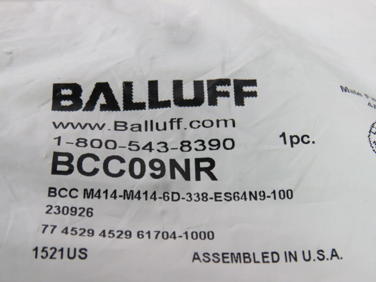 Balluff BCC09NR Double-Ended Cordset 4P 250VDC/VAC 10m NWB