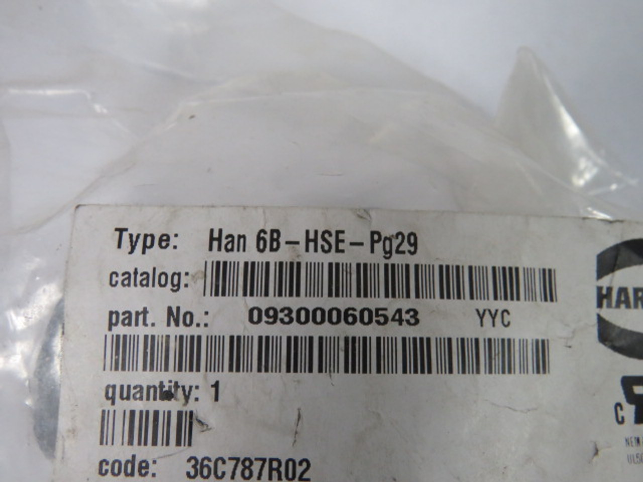 Harting 09300060543 HAN-6B-HSE-PG29 Metal Left Side Entry Hood Size 6B ! NWB !