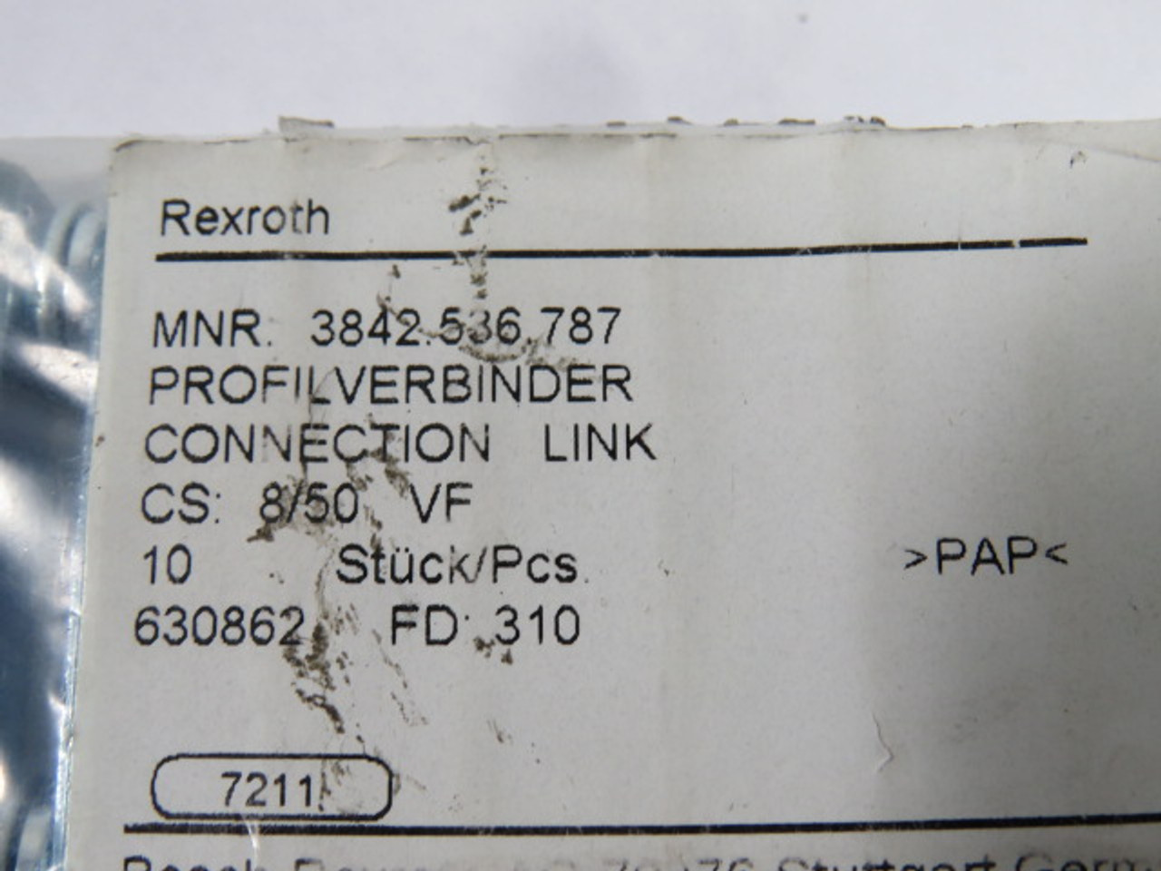 Rexroth 3-842-536-787 Profile Connector Links 50VF Pack Of 10 ! NWB !