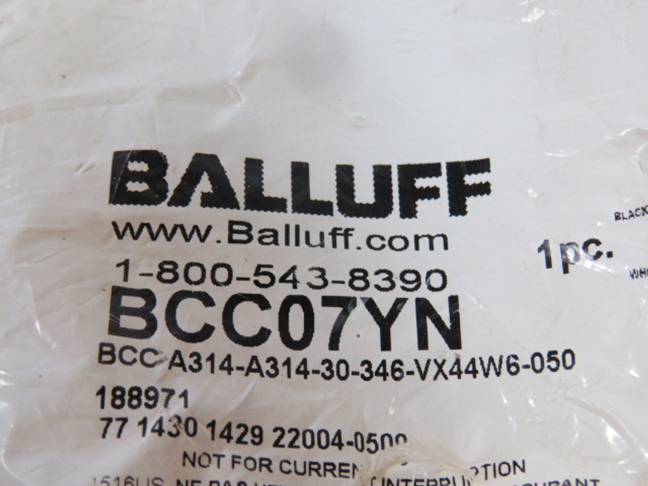 Balluff BCC07YN Double-Ended Cordset 5m 7/8" Female 7/8" Male 300VDC/AC ! NWB !
