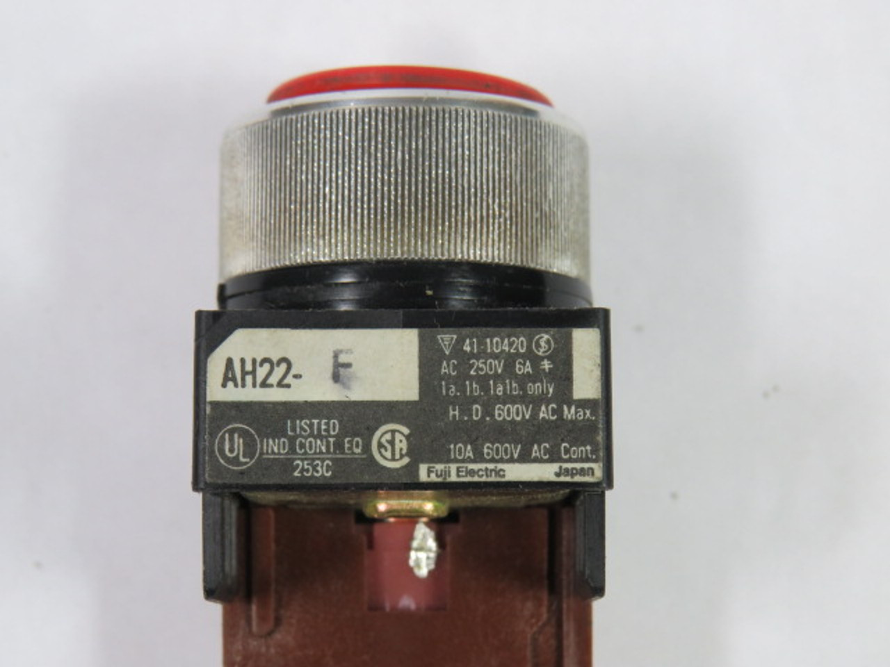 Fuji Electric AH22-FR01 Push Button 10A 600VAC 1NC Red Flush USED