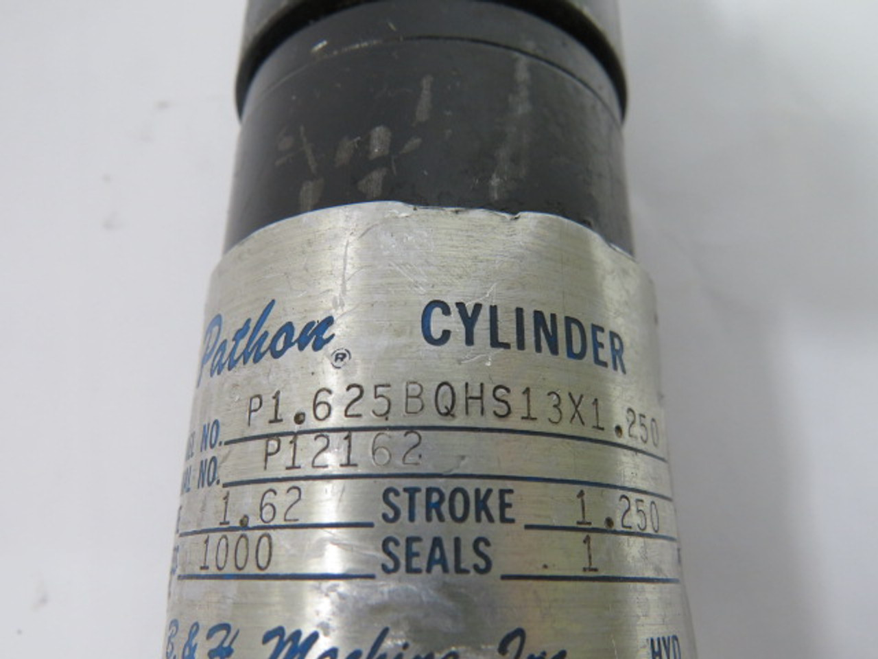 Pathon P1.625BQHS13X1.250 Pneumatic Cylinder 1.625" Bore 1.25" Stroke USED