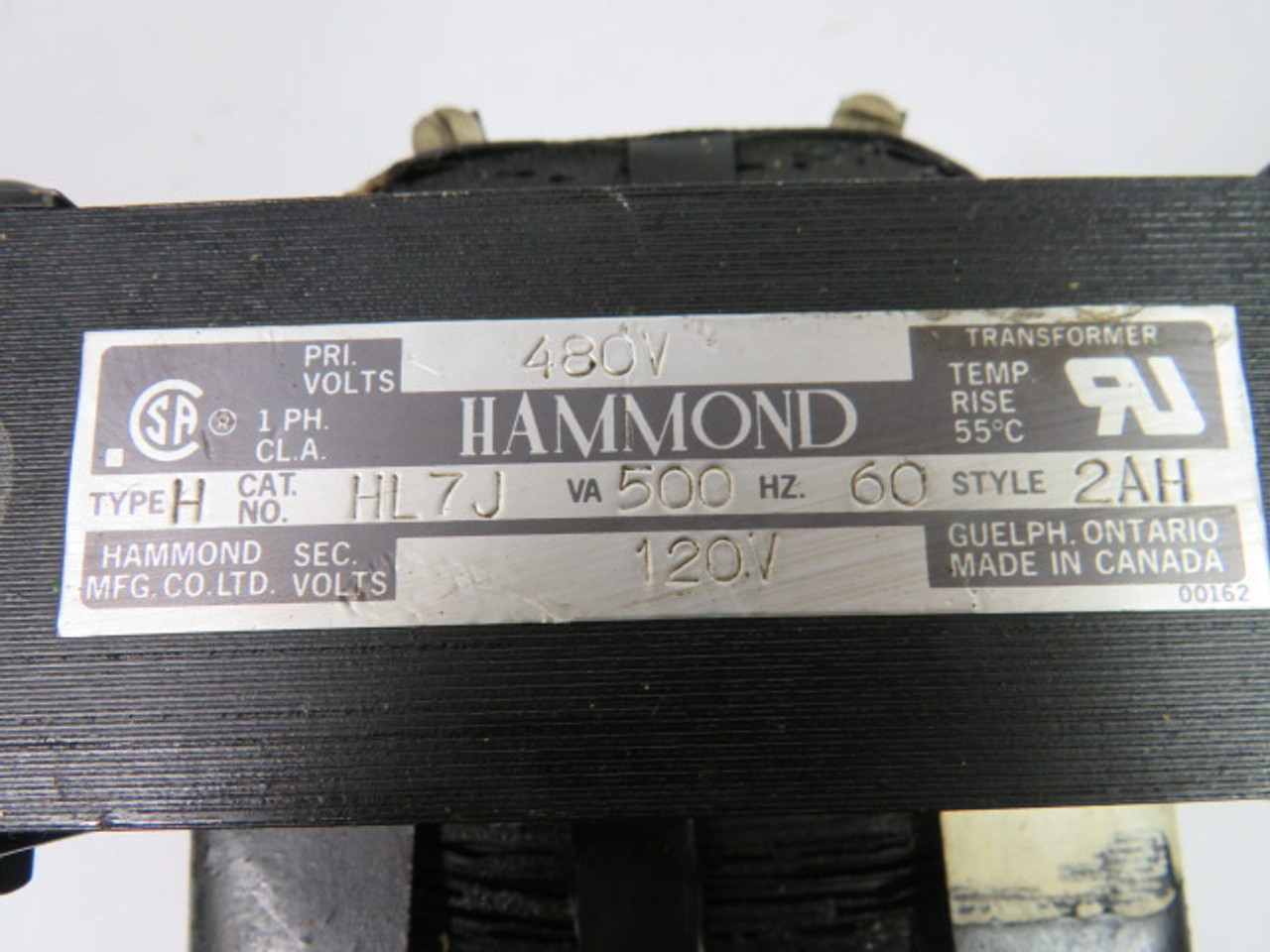 Hammond HL7J Transformer 500VA Pri. 480V Sec. 120V 1PH 60Hz. USED