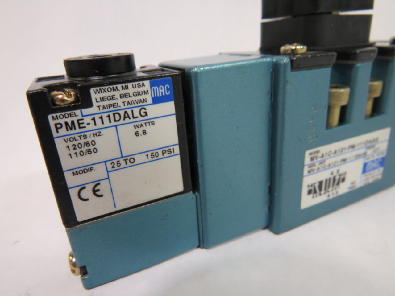 Mac MV-A1C-A121-PM-111DAAG Solenoid Valve 150PSI 120/60Hz 110/50Hz 6.8W USED