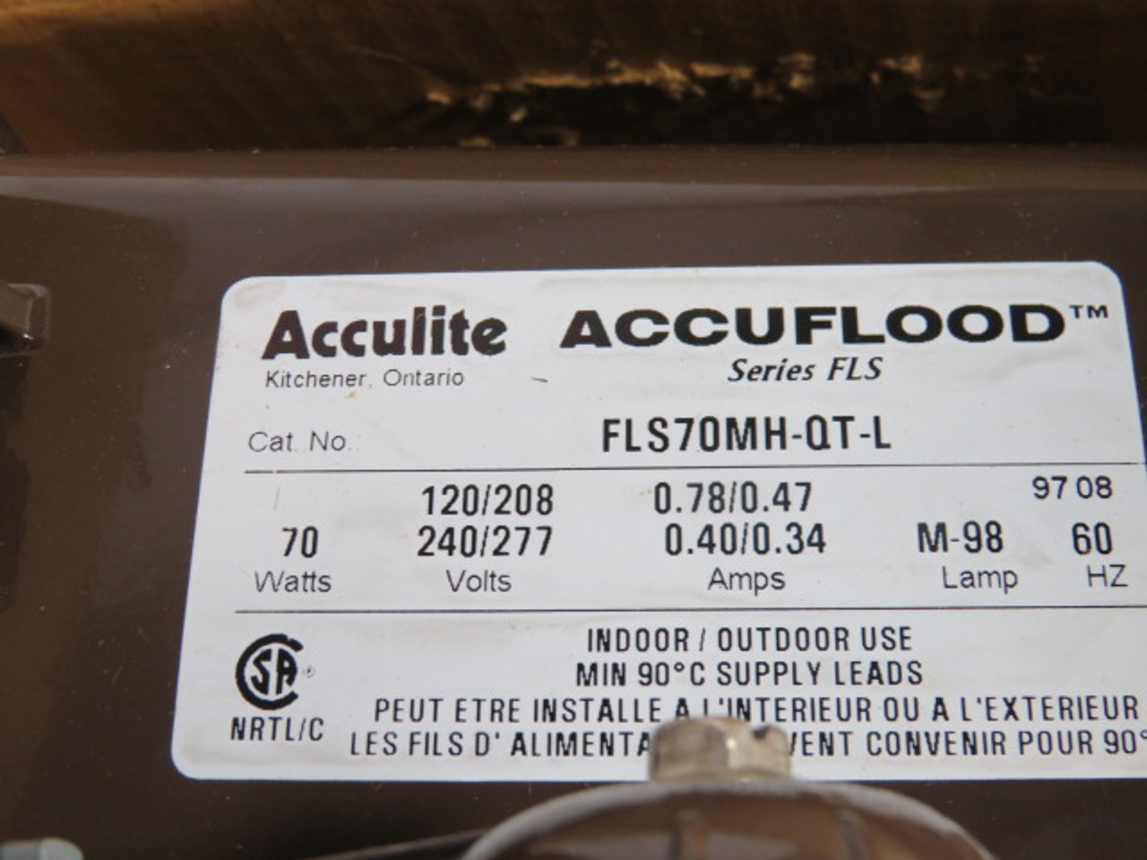 Acculite FLS70MH-QT-L Floodlight 70W 120/208/240/277V ! NEW !