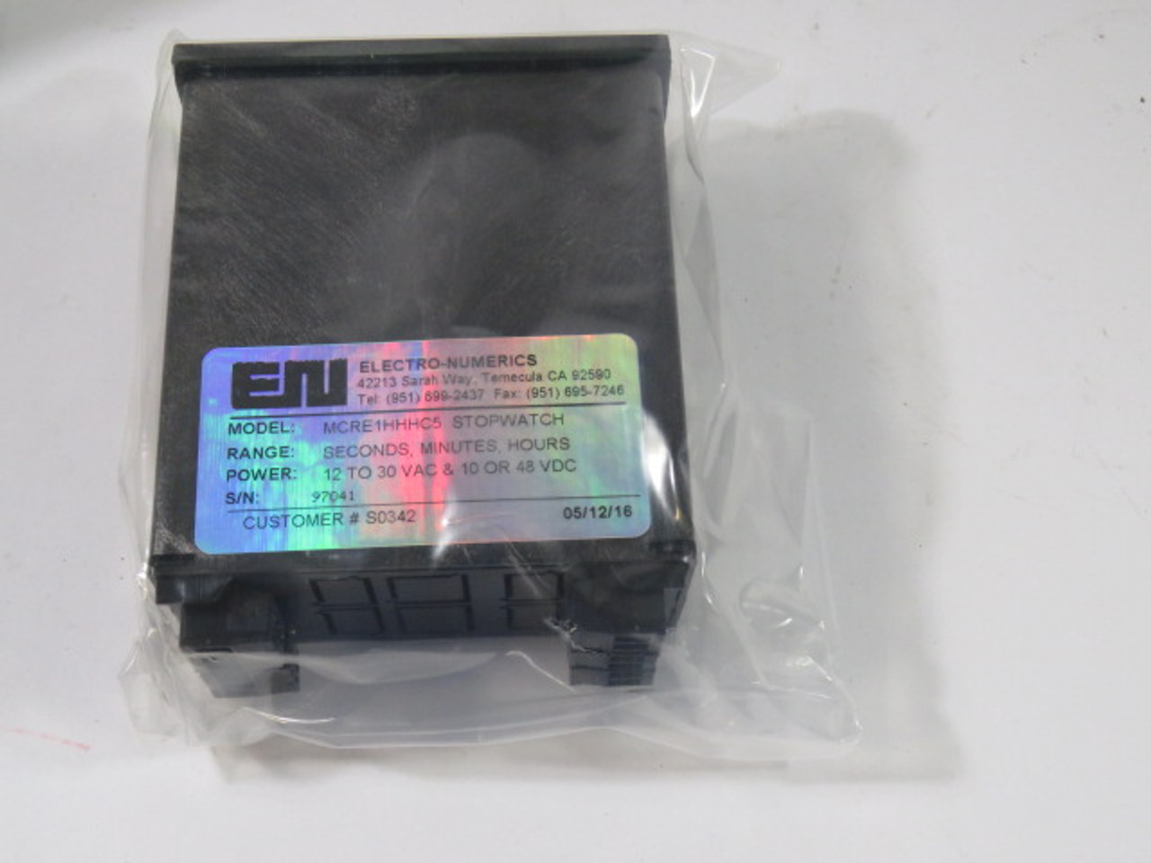 Electro-Numerics Extended Counter Stop Watch Meter 12-30VAC & 10-48VDC ! NEW !