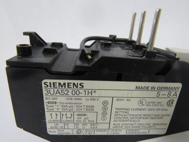 Siemens 3UA5200-1H Overload Relay 5-8A NEW
