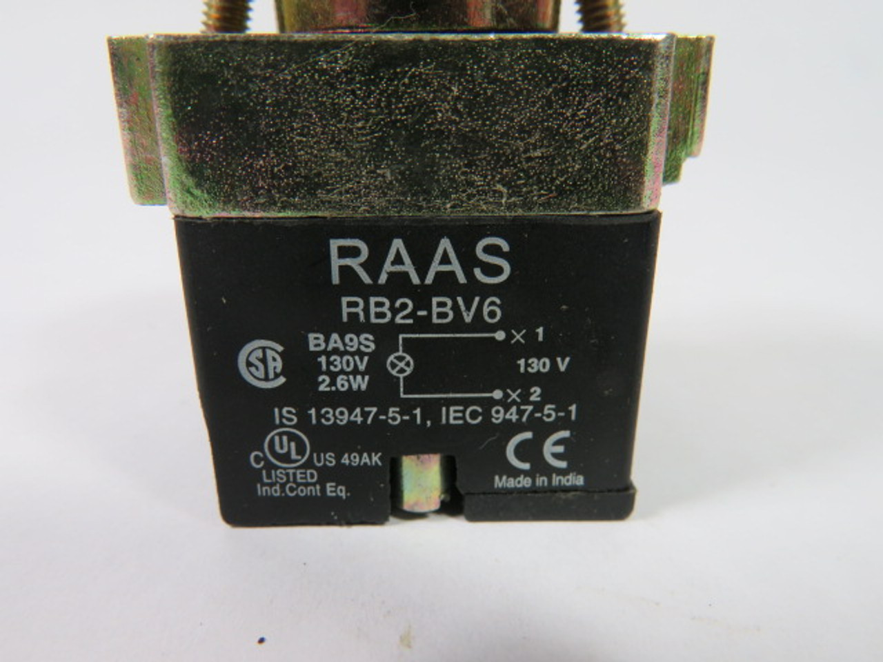 RAAS RB2-BV6-130 Pilot Light 130V 2.6W Amber Lens USED