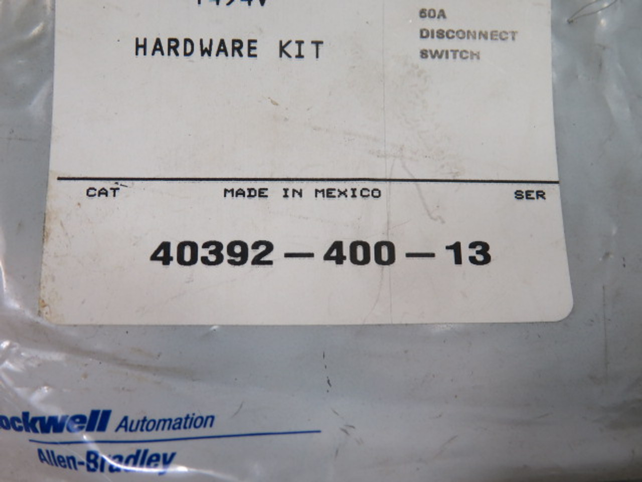 Allen-Bradley 40392-400-13 Hardware Kit for 1494V 60A Disconnect Switch ! NWB !