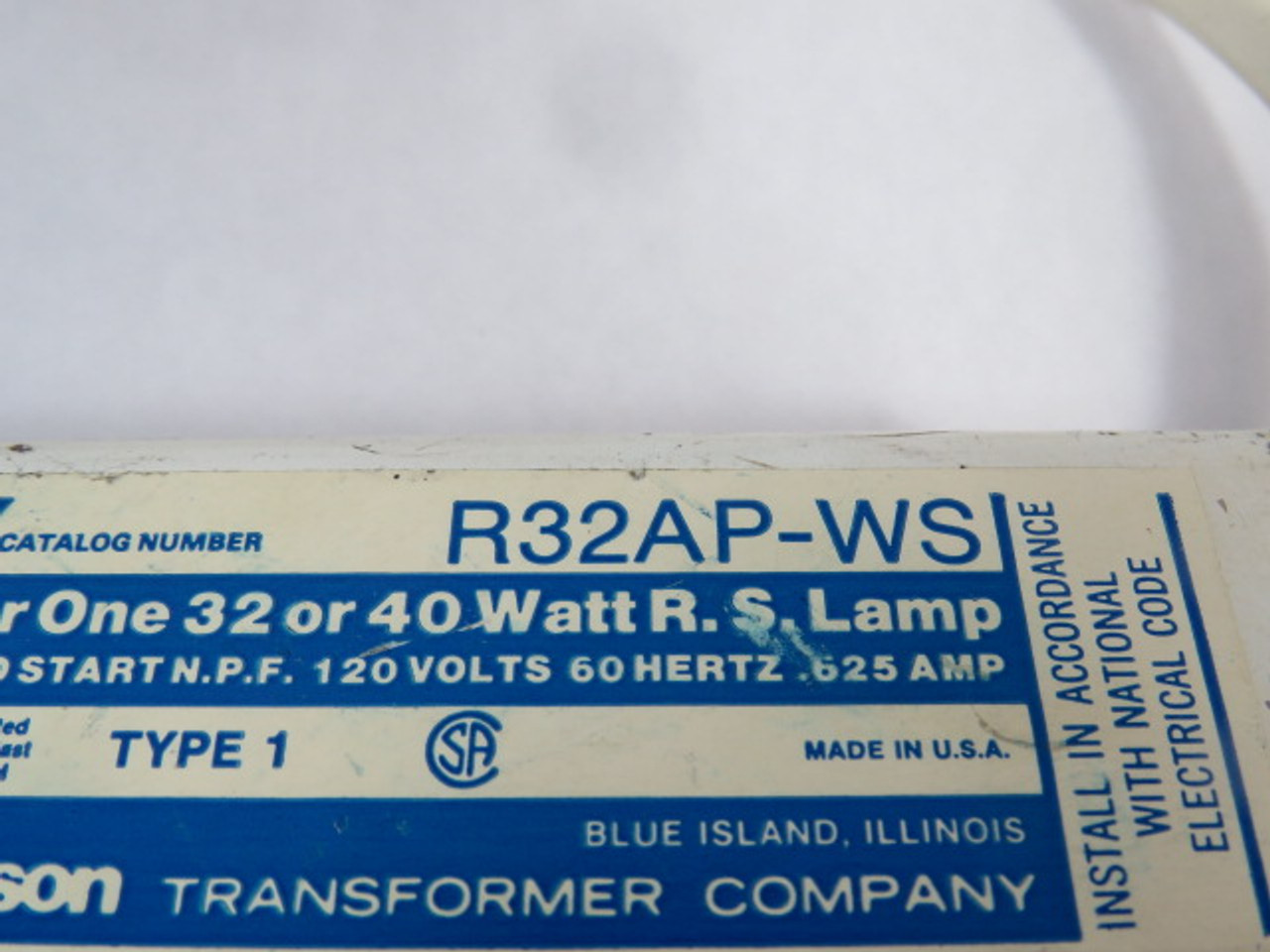 Robertson R32AP-WS Ballast 120V 60HZ .625AMP USED