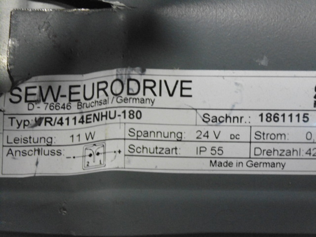 Sew-Eurodrive 0.50HP 1380RPM 220-242/380-420V TEFC 3Ph C/W Gearbox USED