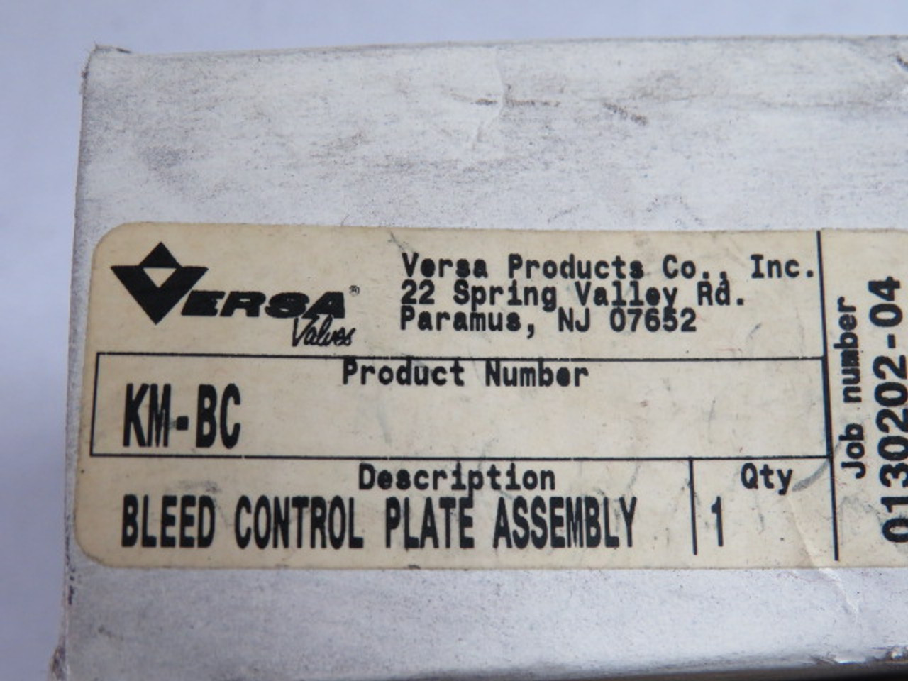 Versa KM-BC Bleed Control Plate Assembly ! NEW !