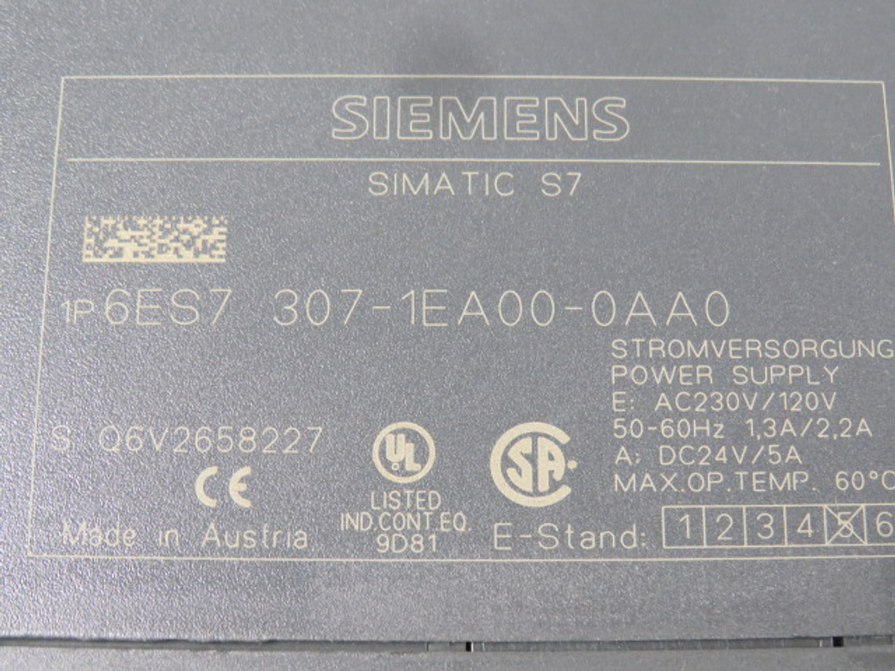 Siemens Regulated Power Supply Input 100/230VAC Output 24VDC 5A USED