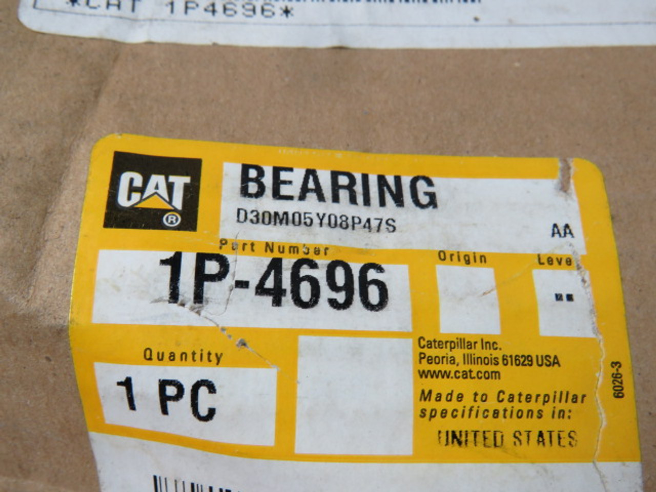 Caterpillar 1P-4696 Tapered Cone Roller Bearing 8" OD 6.5" ID 1-3/4" W ! NEW !