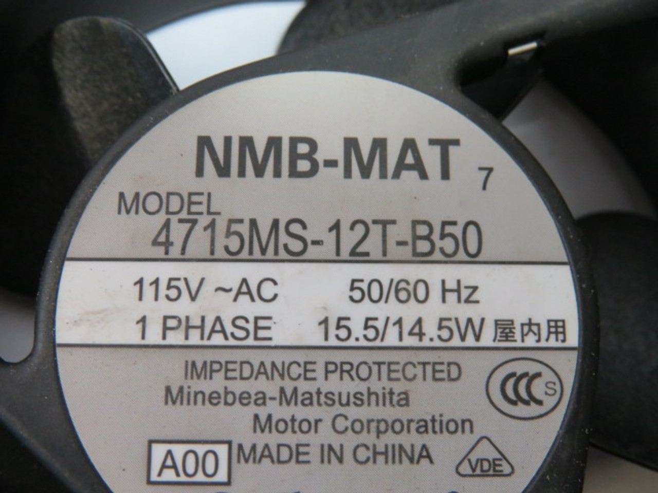 Matsushita Cooling Fan 119x119mm 2900RPM 115V 1Ph 0.210A 15.5/14.5W USED