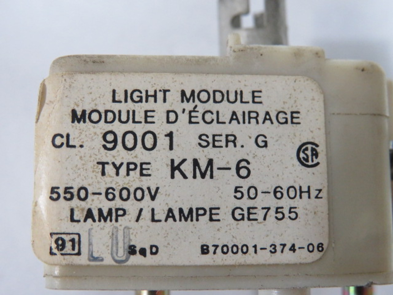 Square D 9001-KM-6 Pilot Light Module 30mm 550/600V USED