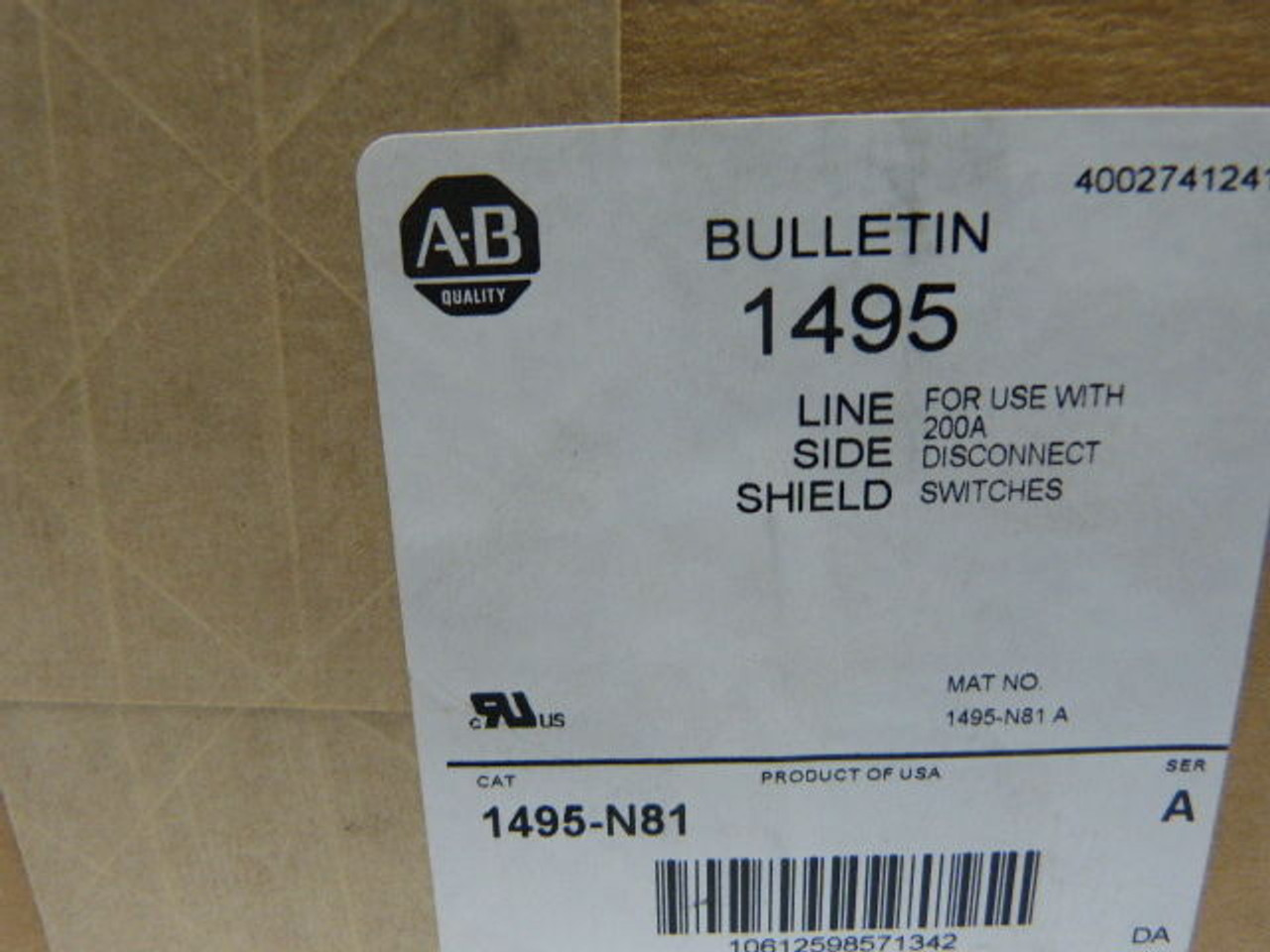 Allen-Bradley 1495-N81 Line Side Shield for 200A Disconnect ! SEALED IN BOX !