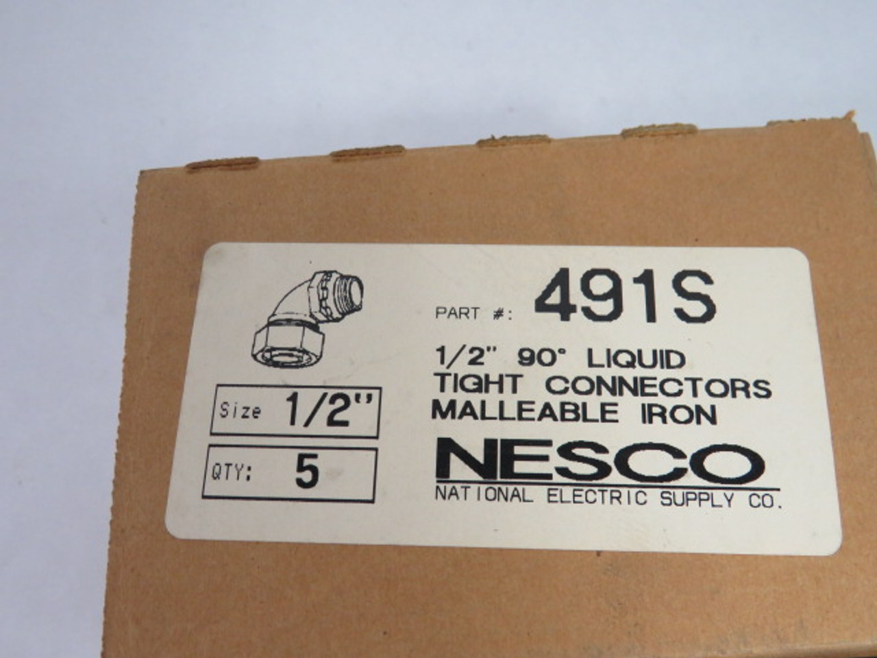 Nesco 491S 1/2" 90DEG Liquid Tight Connector 5-Pack ! NEW !