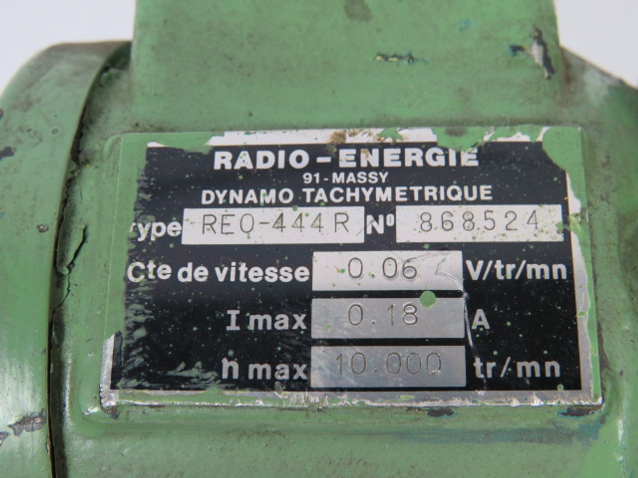 Radio-Energie RE0-444R Tacho Generator 0.06V/TR/MN 0.18A 10TR/MN USED