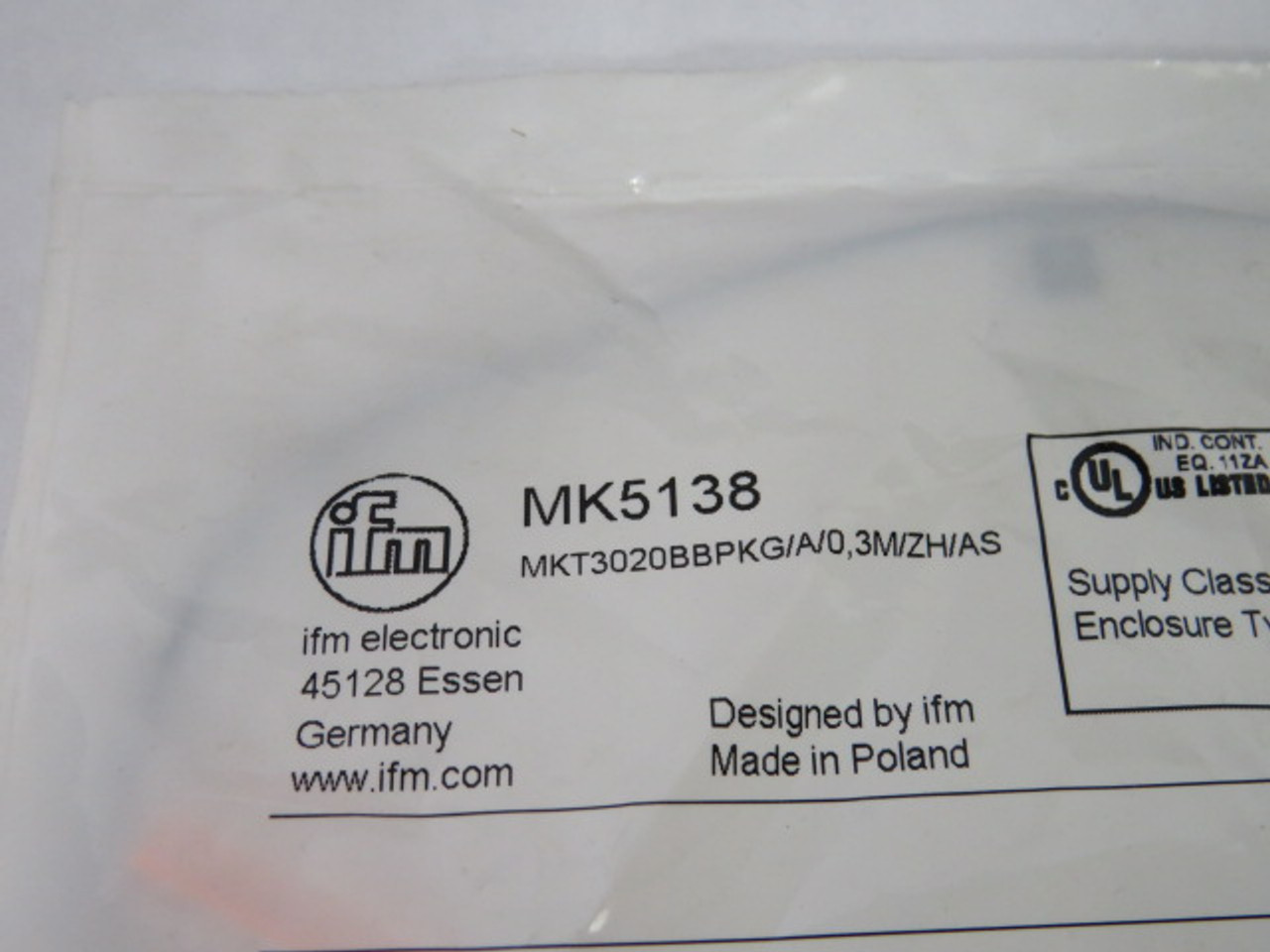 IFM MKT3020BBPKG/A/0,3M/ZH/AS Cylinder Sensor 10-30VDC 100mA 2.0Mt Range ! NWB !