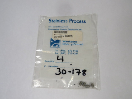 Waukesha 30-178 Screw Set 1/4" DIA 20 TPI 3.75" LG 4Pcs ! NWB !