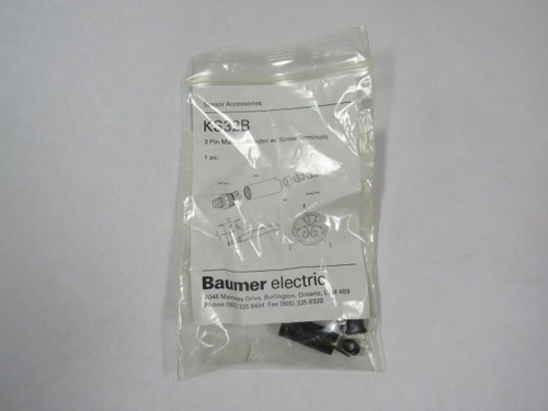 Baumer KS32B 3-Pin Male Connector w/ Screw Terminals ! NWB !