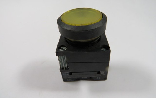 Siemens 3SB3206-0AA31 Yellow Illuminated Push Button w/ Flat Button USED