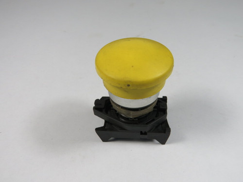 Allen-Bradley 800EM-M5 Yellow Mushroom Push Button w/ Mounting Base USED