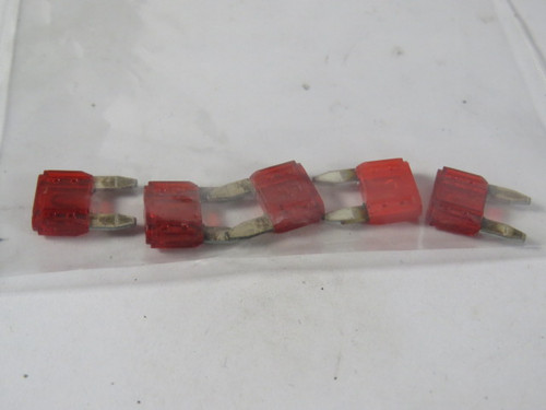 Littelfuse 0297020 MINI 32V Red Blade Fuse 10A 2 Blade Lot of 5 USED