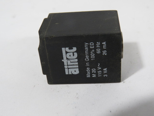 Airtec M20 Solenoid Coil Head For M20 Valve Series 115VAC 3VA mA 60Hz USED