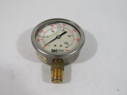 Weiss LF251-100-4L 0-700kPA 0-100psi Liquid-Filled Pressure Gauge USED