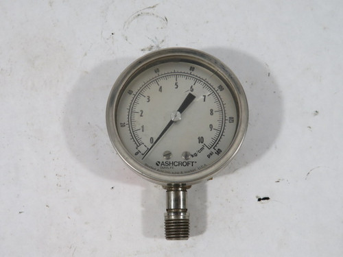 Ashcroft 25-1009-SW-02L-10KSC 0-140psi 0-10kg/cm Pressure Gauge Cracked USED