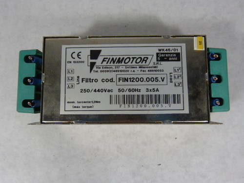 Finmotor FIN1200.005.V Three Phase Filter USED