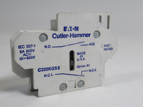 Cutler-Hammer C320KGS6 6A 600V Auxiliary Contact Cosmetic Damage USED
