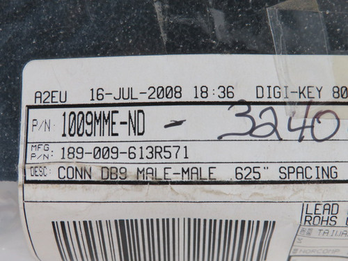 NorComp Inc 189-009-613R571 Stacked Male Socket Connector Lot of 2 ! NOP !