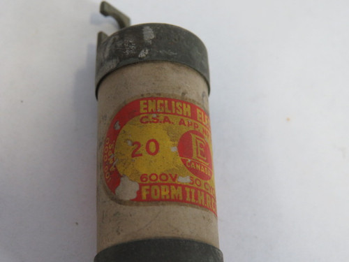 English Electric CIS-20 Bolt on Fuse 20A 600V USED