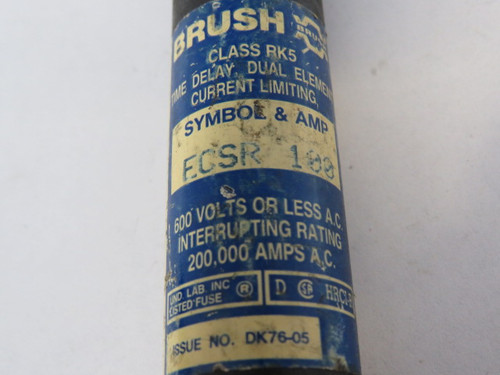 Brush ECSR-100 Current Limiting Fuse 100A 600VAC USED