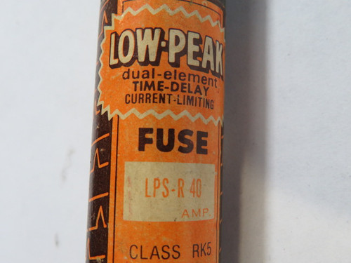 Low-Peak LPS-R-40 Time Delay Fuse 40A 600V USED