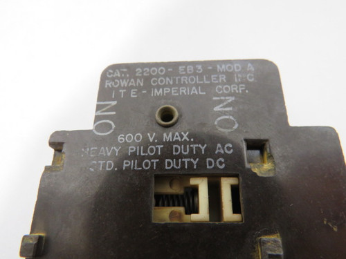Rowan 2200-EB5-MOD-A Auxiliary Contact 1N/O 600V USED