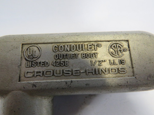 Crouse-Hinds LL19 Conduit Body w/Cover 1/2" USED