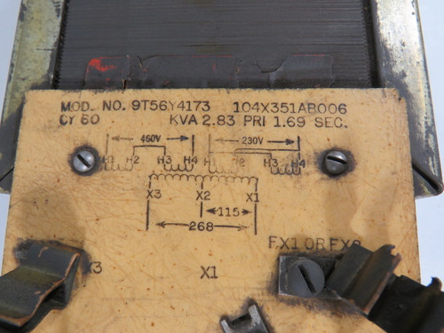 General Electric 9T56Y4173 Transformer 2.83kVA Pri 230/460V 1Ph 60Cy USED