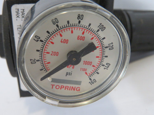 Topring 50.330 Mini Regulator w/Gauge 3/8"NPT 45scfm 300PSI USED