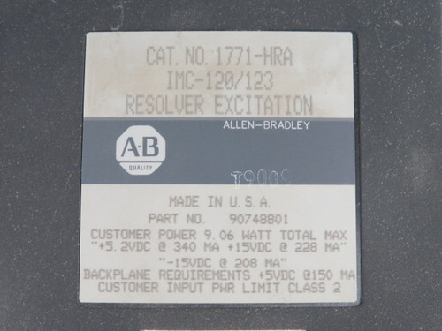 Allen-Bradley 1771-HRA Resolver Excitation IMC-120/130 USED