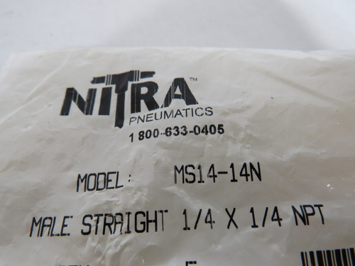 Nitra MS14-14N Male Straight Fitting 1/4"x1/4"NPT Lot of 3 ! NOP !