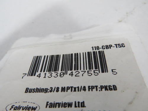 Fairview 110-CBP-TSC Brass Threaded Bushing 3/8"MPTx1/4"FPT Lot of 3 ! NWB !
