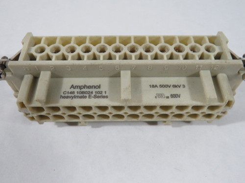 Amphenol C146-10B024-102-1 Heavy Duty Connector Ser E 18A 500V USED