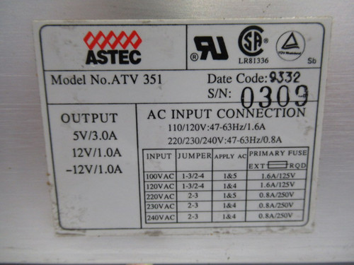 Astec ATV-351 Power Supply 5V/3.0A 12V/1.0A USED