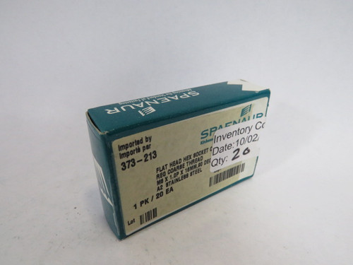 Spaenaur 373-213 SS Flat Head Hex Socket Screw M6x1.0Px16mm 20-Pack ! NEW !